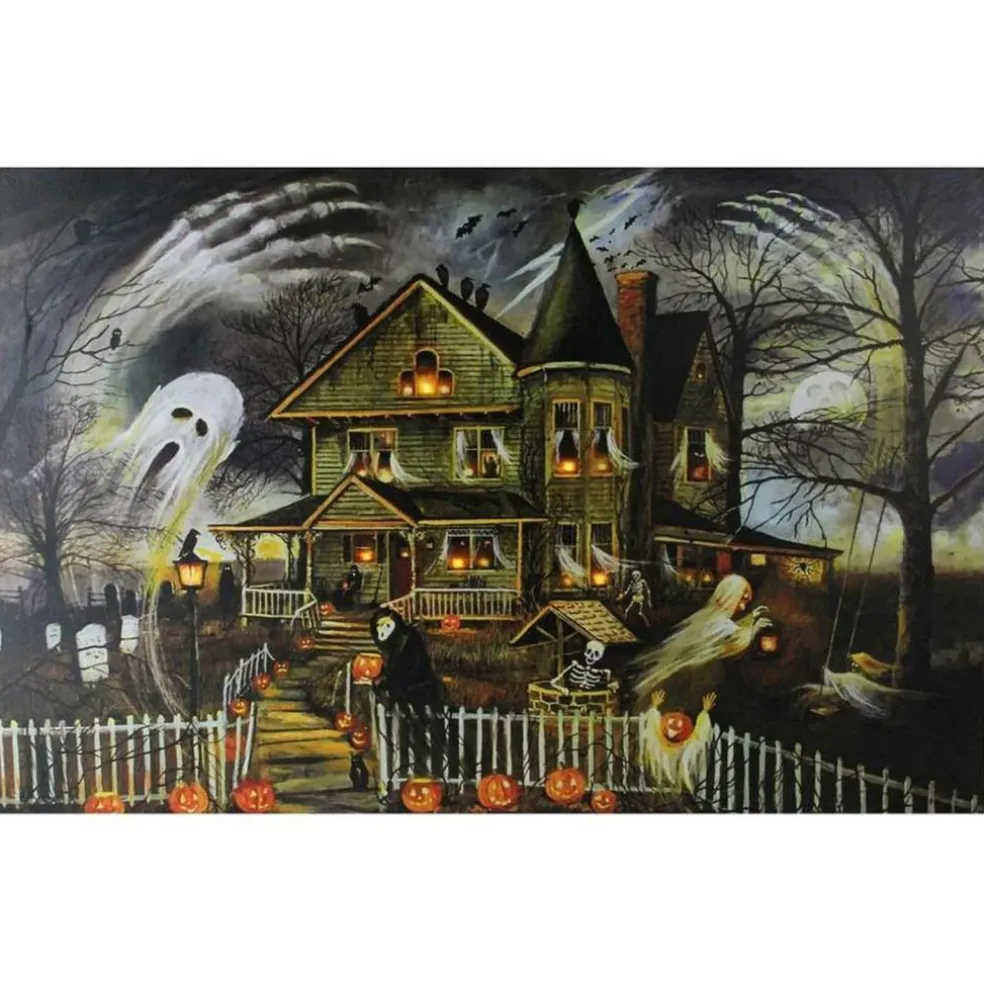 Creepy Haunted House LED Canvas Wall Art