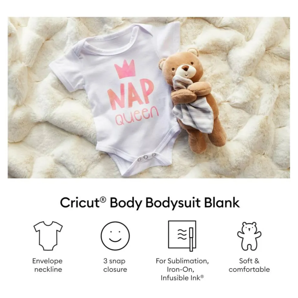 Cricut Baby Bodysuit Onsie Heat Transfer Blank, 2 Count, Size 9-12M
