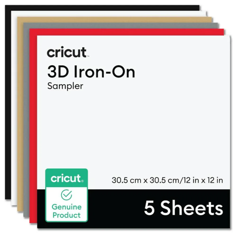 Cricut 3D Iron-On Bold Sampler Sheets, 12 in x 12 in, 5 ct