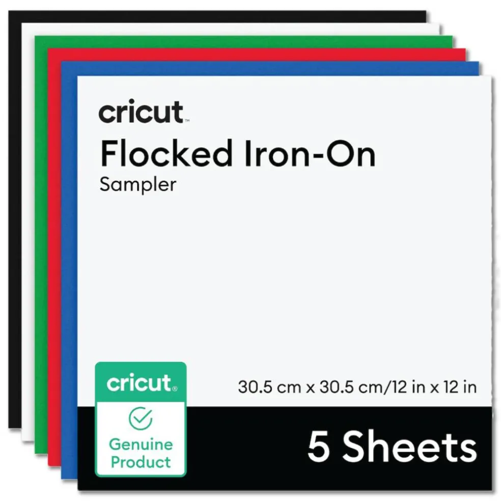 Cricut Flocked Iron-On Classics Sheets, 12 in x 12 in, 5 ct