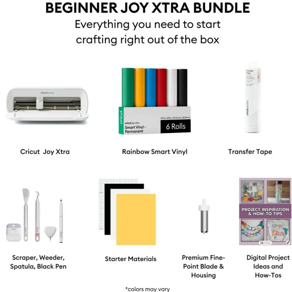 Cricut Joy Xtra Machine with Smart Vinyl Sampler Packs, Transfer Tape and Tool Set Bundle
