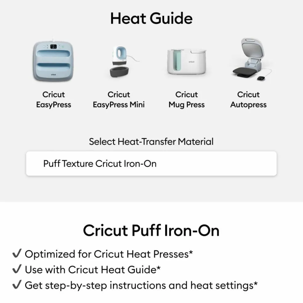 Cricut® Metallic Puff Iron-On Heat Transfer Vinyl