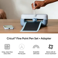Cricut® 0.4mm Black Fine Point Pens, 2ct. + Adapter