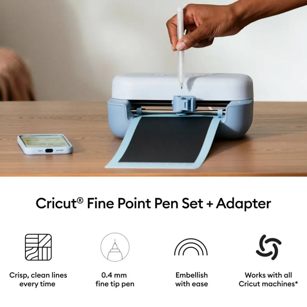 Cricut® 0.4mm Black Fine Point Pens, 2ct. + Adapter