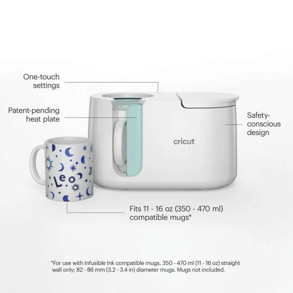 Cricut Mug Press Starter Bundle with 4 Blank Mugs Kit