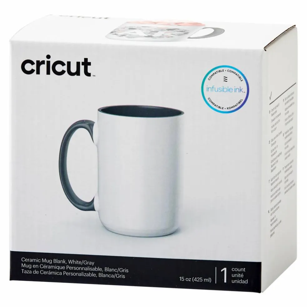 Cricut® 15oz. White & Gray Ceramic Mug Blank