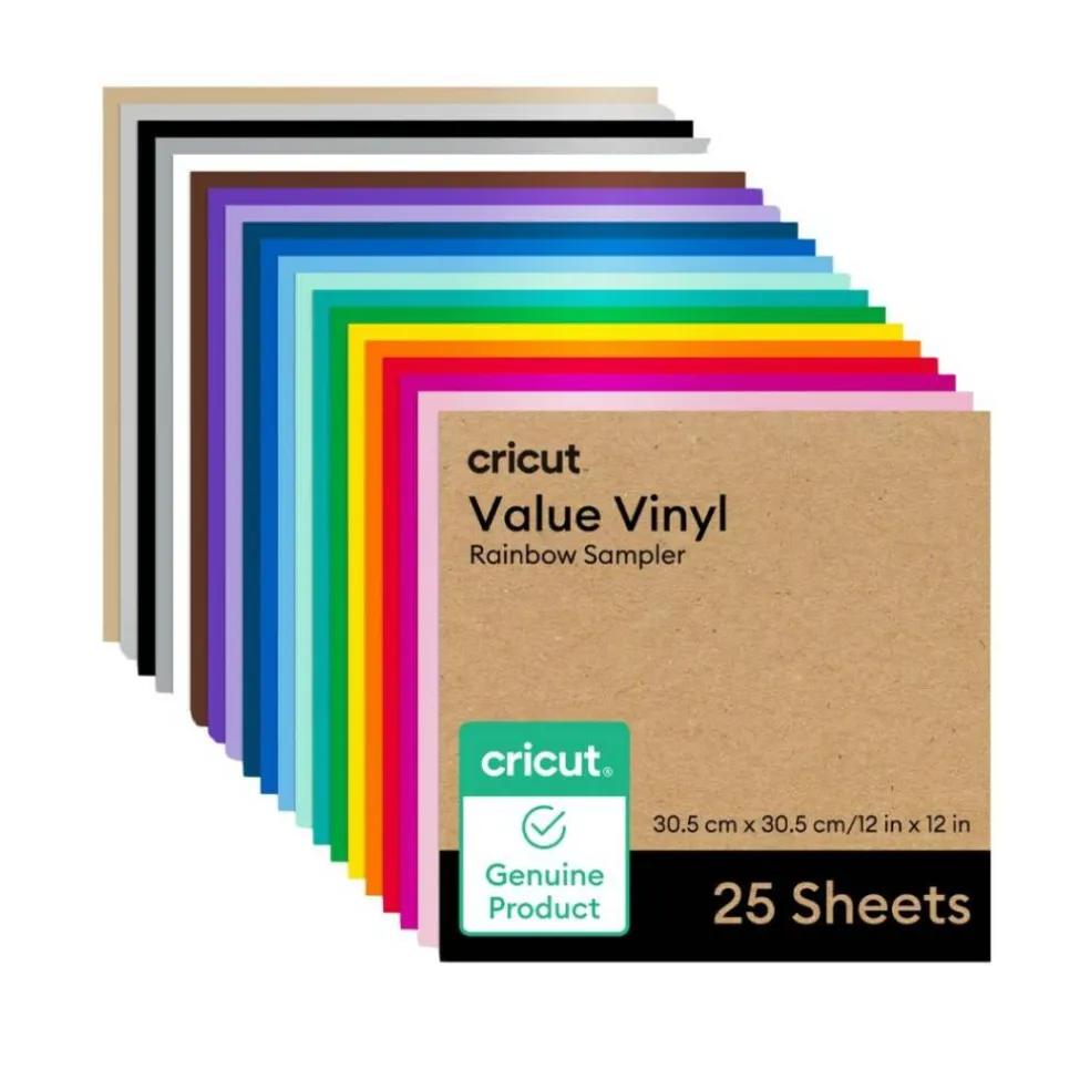 Cricut Value Rainbow Vinyl Sheets, 12 in x 12 in, 25 ct