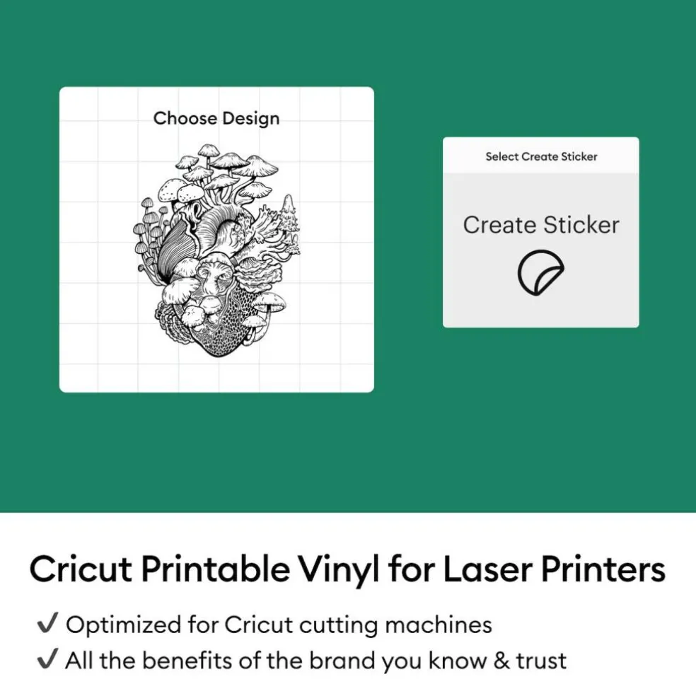 Cricut White Printable Vinyl Sheets, 8.5 in x 11 in, 25 ct