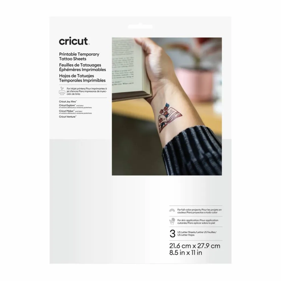 Cricut® 8.5" x 11" Transparent Printable Temporary Tattoo Sheets, 3ct.