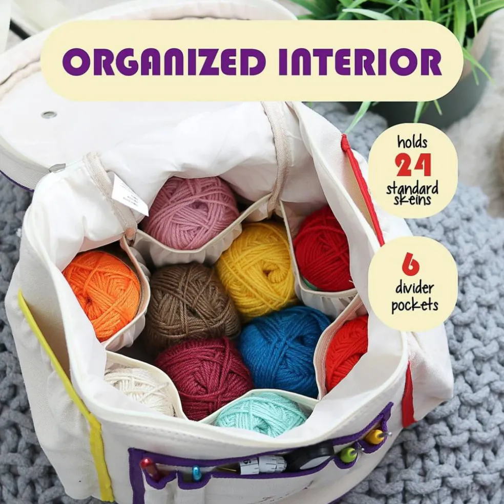 Crochet Bag Organizer – Durable Knitting Bag (Multicolored) 11 x 11 x 16 inches