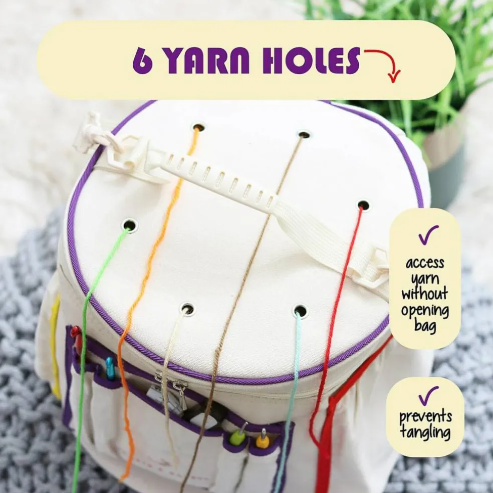 Crochet Bag Organizer – Durable Knitting Bag (Multicolored) 11 x 11 x 16 inches