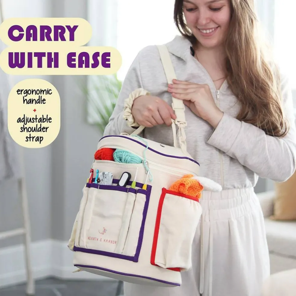 Crochet Bag Organizer – Durable Knitting Bag (Multicolored) 11 x 11 x 16 inches