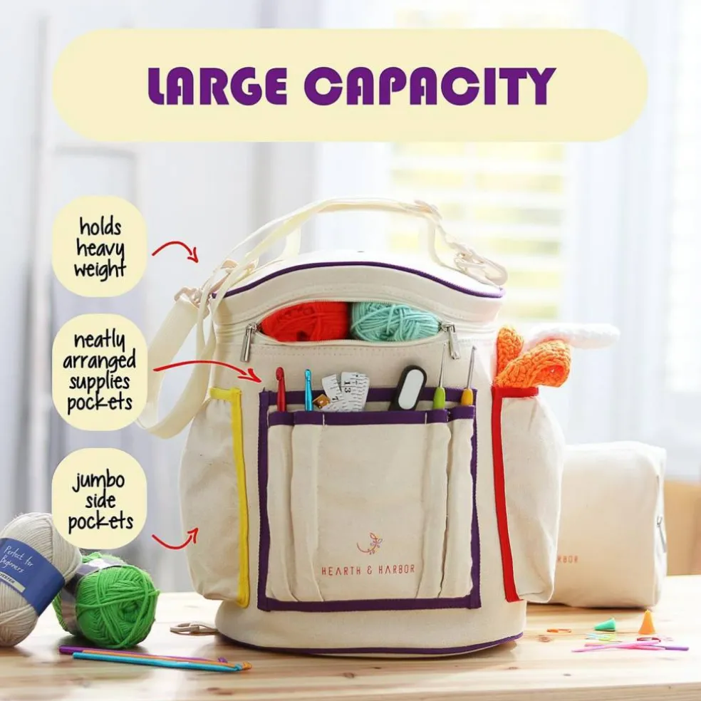 Crochet Bag Organizer – Durable Knitting Bag (Multicolored) 11 x 11 x 16 inches
