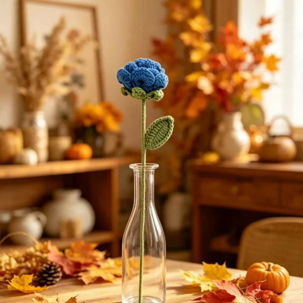 13" Crochet Blue Rose Pick by Ashland®