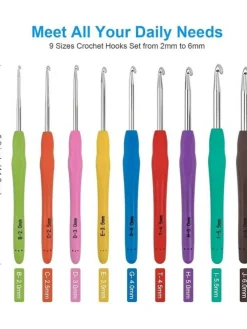 Crochet Hooks 12 Sizes, 51-Pack Yarn Crochet Kit with Ergonomic Handles