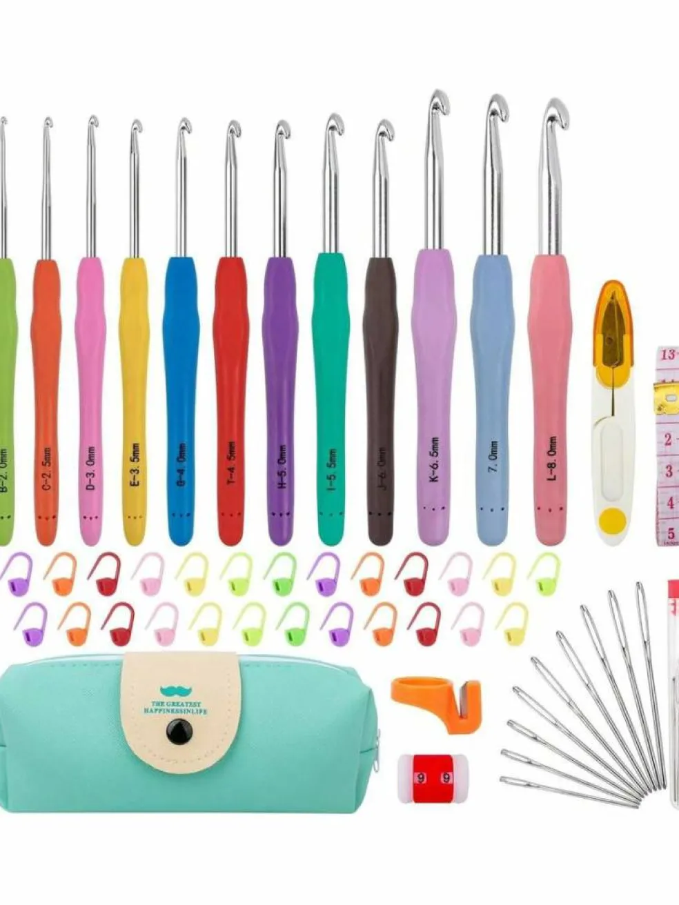 Crochet Hooks 12 Sizes, 51-Pack Yarn Crochet Kit with Ergonomic Handles