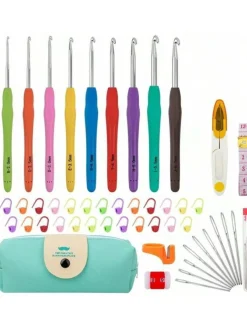 Crochet Hooks 12 Sizes, 51-Pack Yarn Crochet Kit with Ergonomic Handles