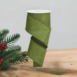 2.5" Cross Royal Burlap Ribbon: Moss Green (10 Yards)