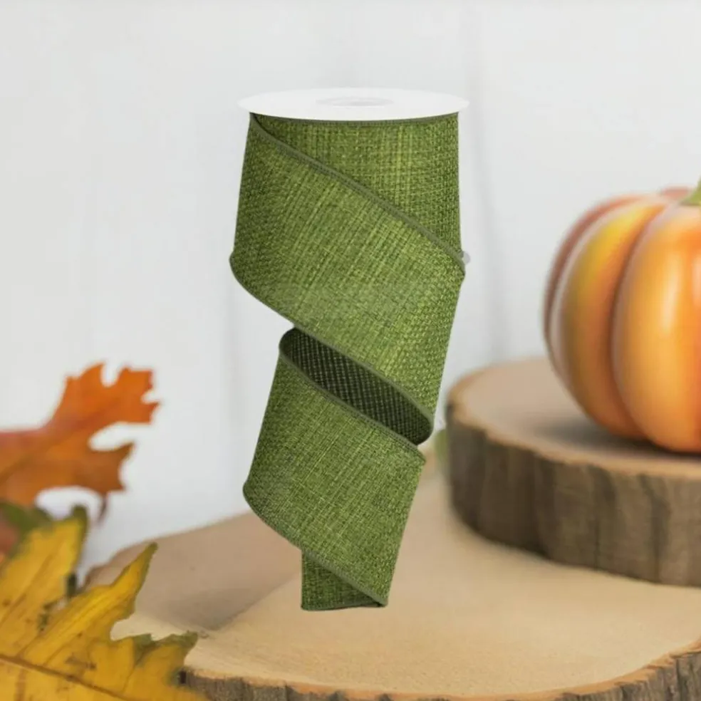 2.5" Cross Royal Burlap Ribbon: Moss Green (10 Yards)