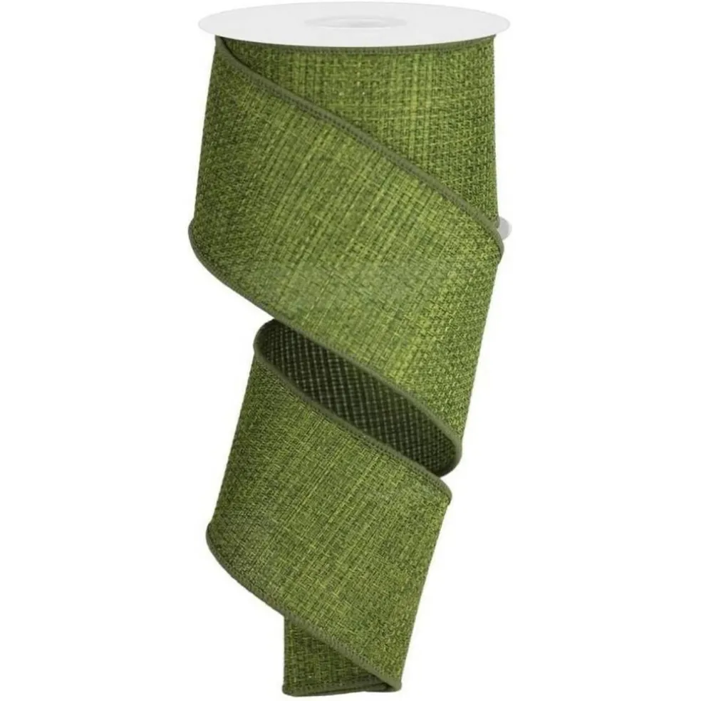 2.5" Cross Royal Burlap Ribbon: Moss Green (10 Yards)