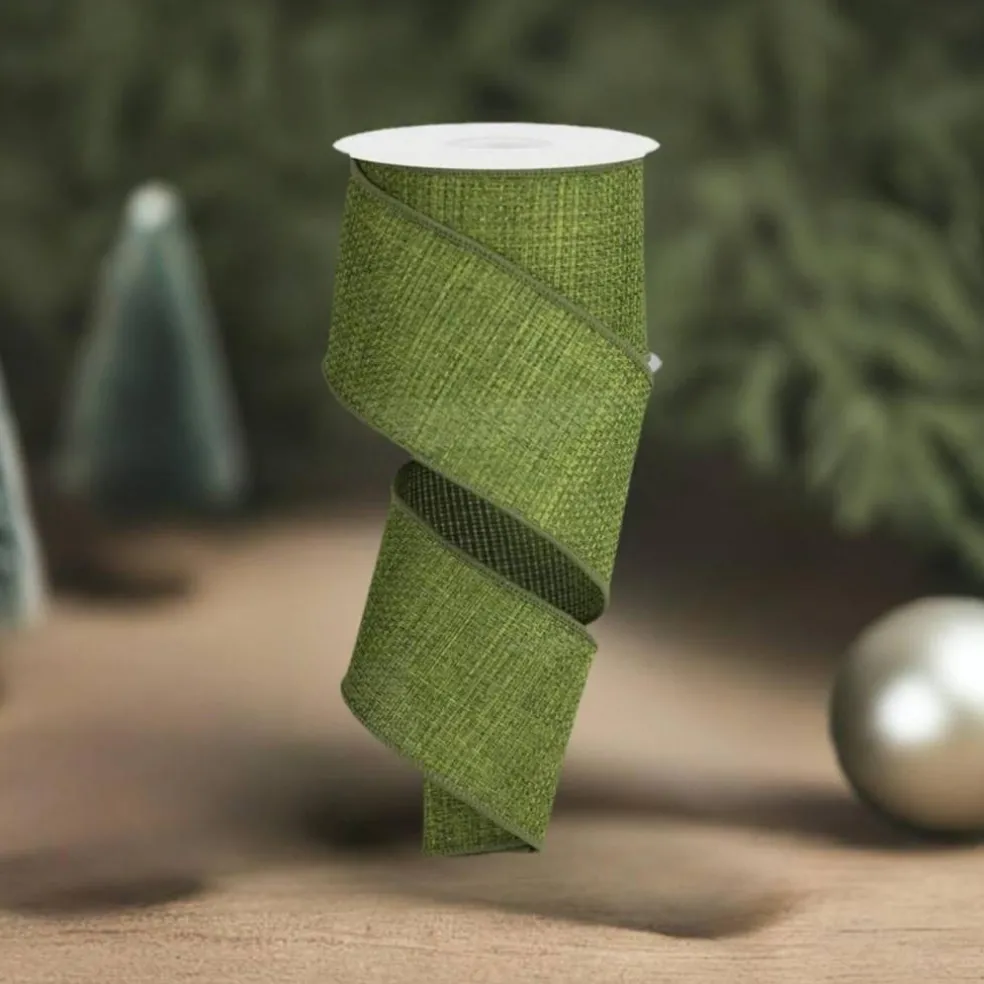 2.5" Cross Royal Burlap Ribbon: Moss Green (10 Yards)