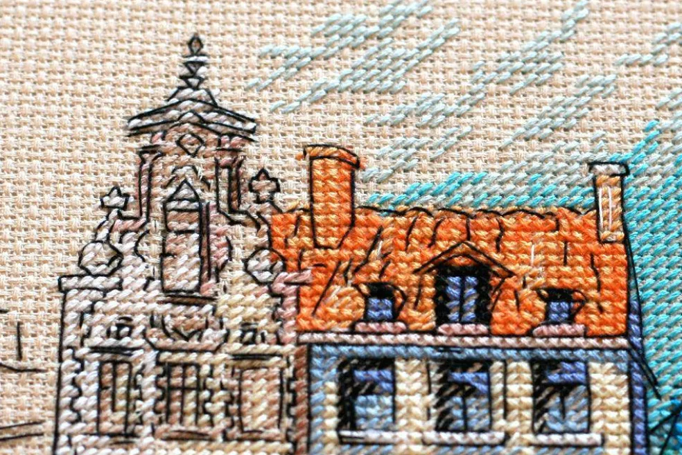 Cross-stitch kit Colored town-1