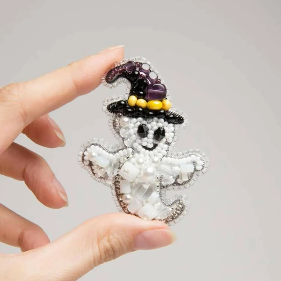 Crystal Art Beadwork Kit For Creating Broоch Ghost