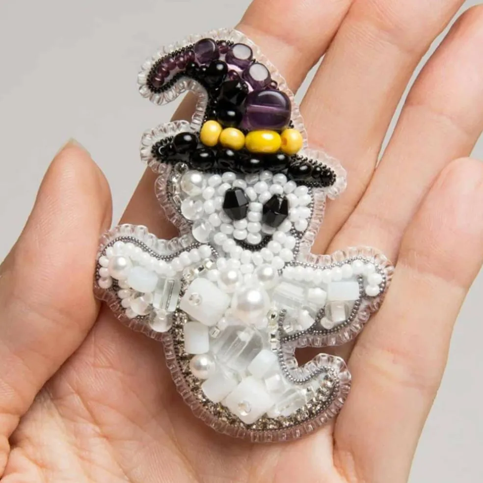 Crystal Art Beadwork Kit For Creating Broоch Ghost