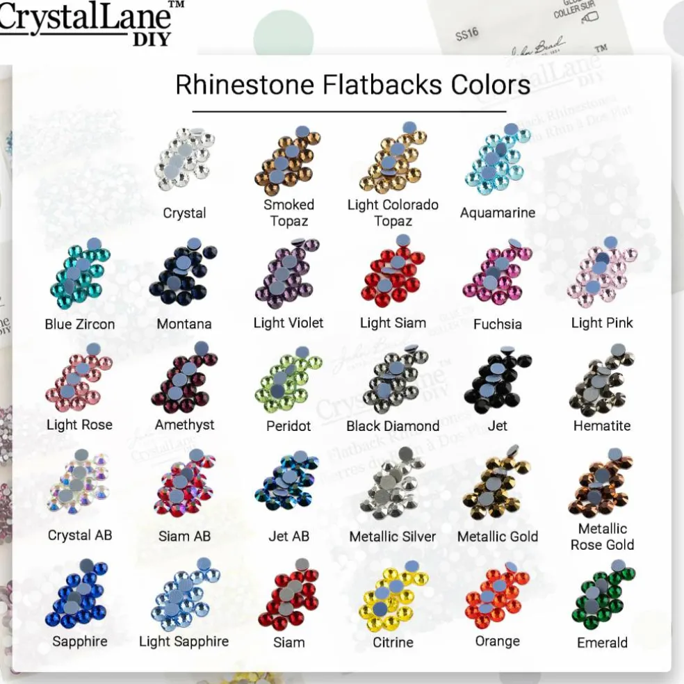 Crystal Lane DIY SS6 Round Glass Flatback Hotfix Rhinestones, 1,440ct.