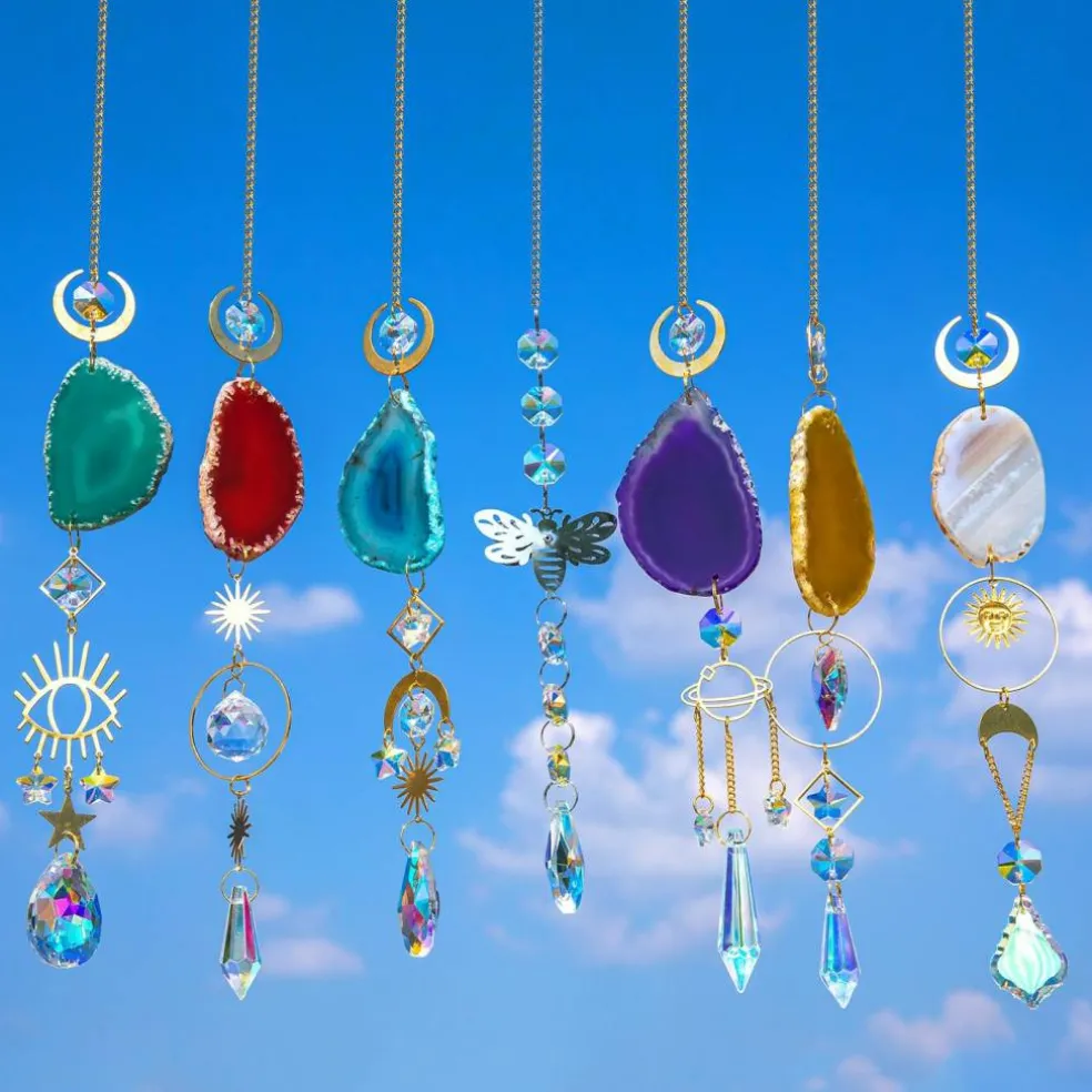 Crystal Suncatcher, Hanging Suncatchers with Crystals Light, 7 PCS