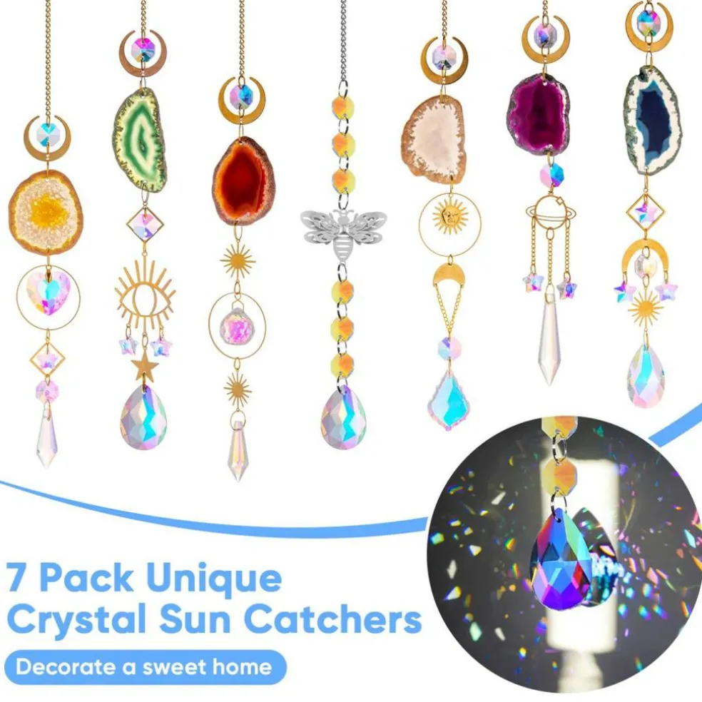 Crystal Suncatcher, Hanging Suncatchers with Crystals Light, 7 PCS