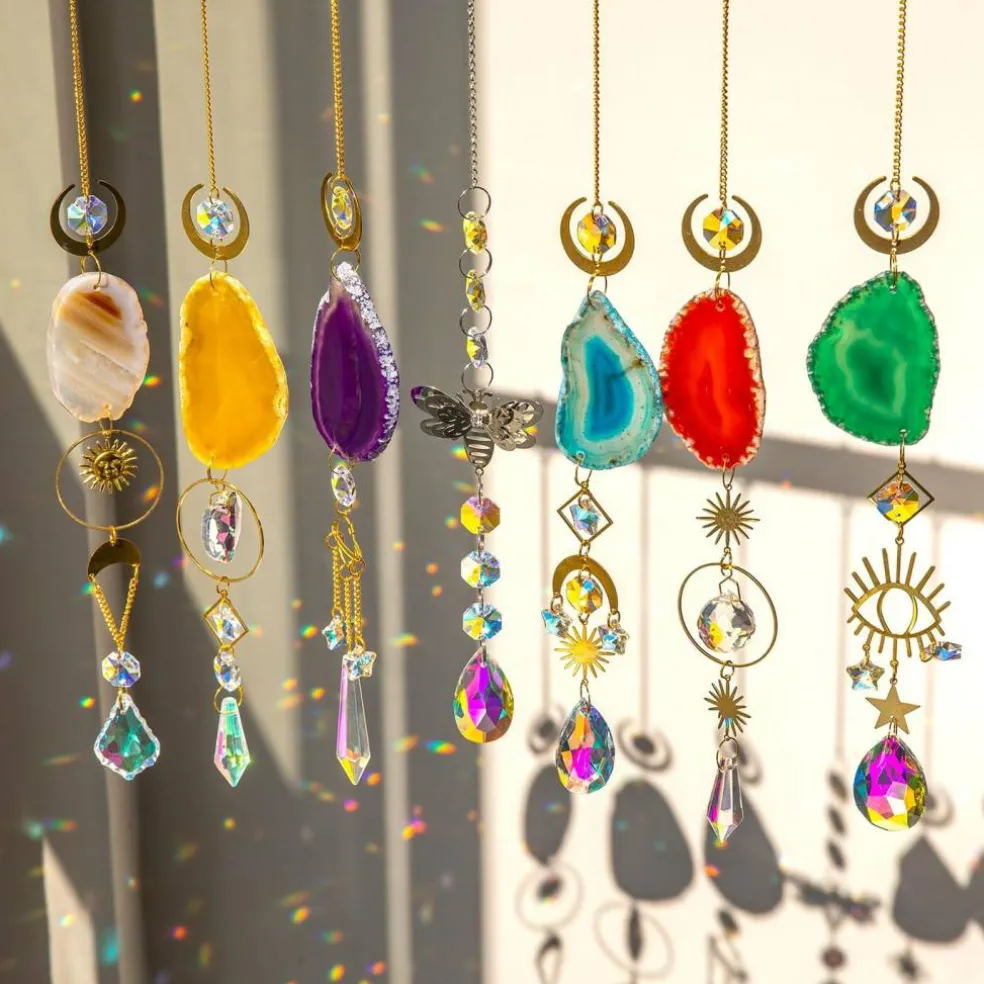 Crystal Suncatcher, Hanging Suncatchers with Crystals Light, 7 PCS