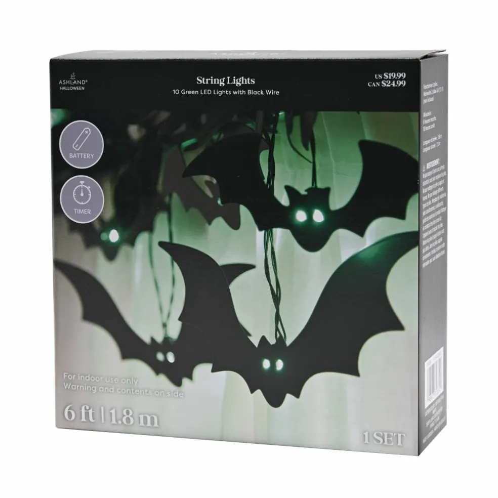 10ct. Bats with Green LED String Lights by Ashland®