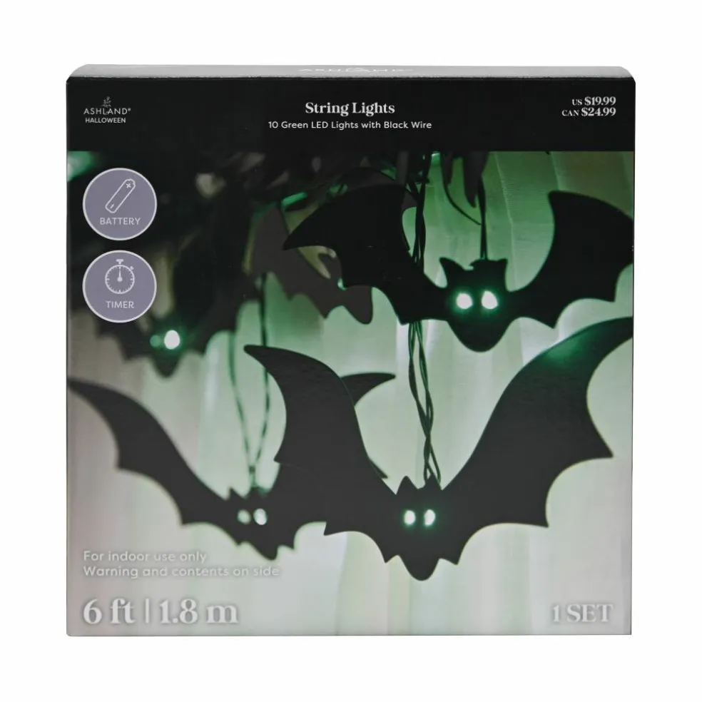 10ct. Bats with Green LED String Lights by Ashland®