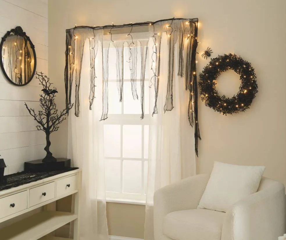54ct. Black Gauze LED String Lights Curtain by Ashland®