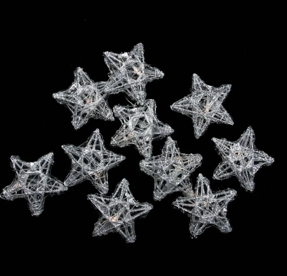 10ct. Clear LED Spun Glass Star Christmas String Lights