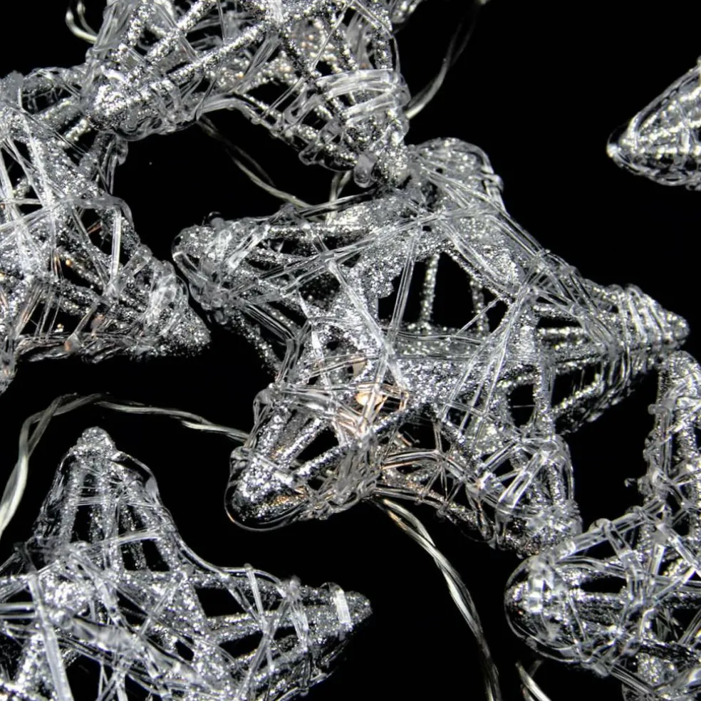 10ct. Clear LED Spun Glass Star Christmas String Lights