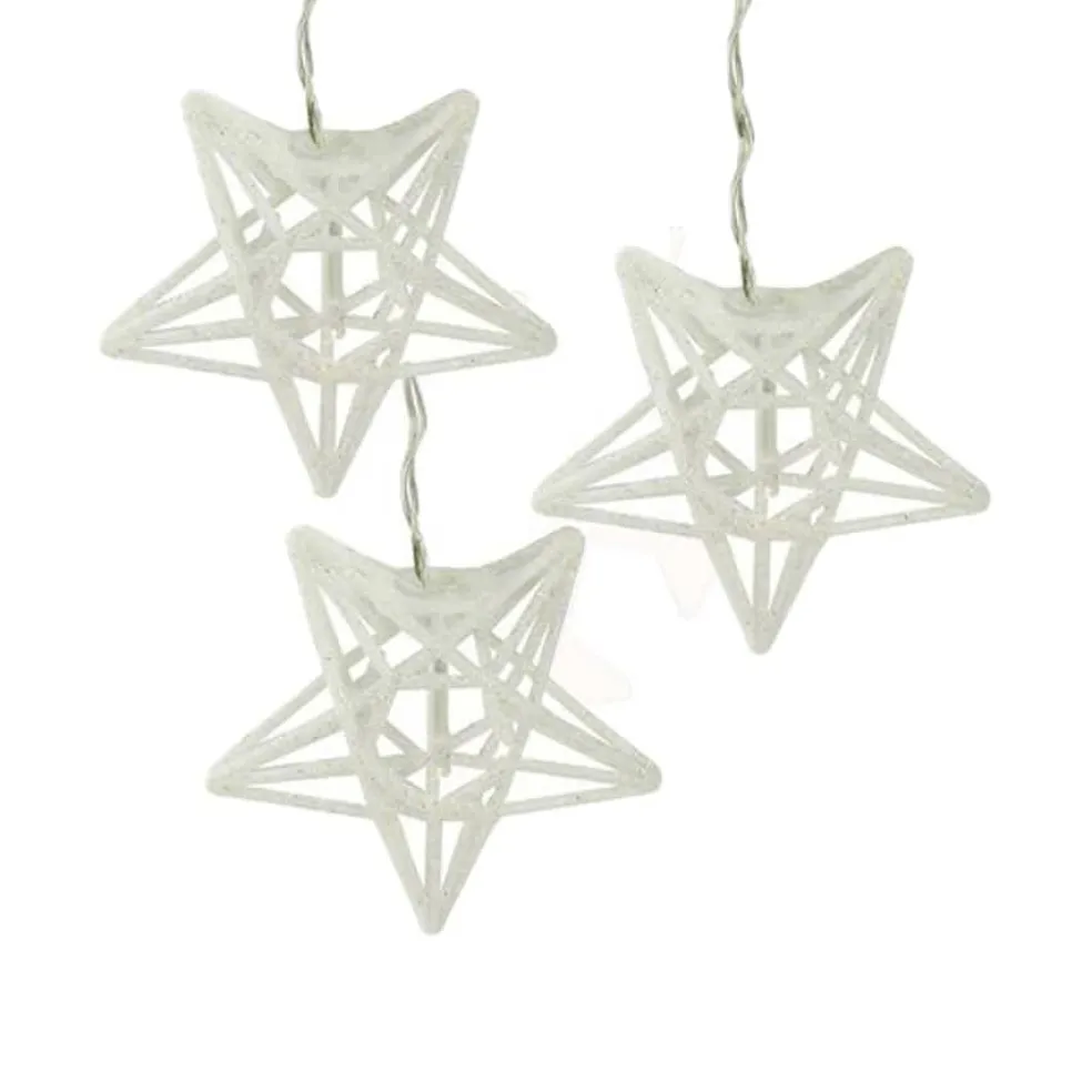 10ct. Clear LED Spun Glass Star Christmas String Lights
