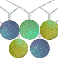 10ct. Green, Yellow & Blue LED Sparkle Globe String Lights with White Wire