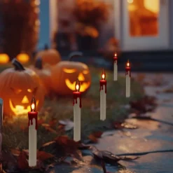 5ct. Lighted Flickering Candle Halloween Pathway Marker Lights