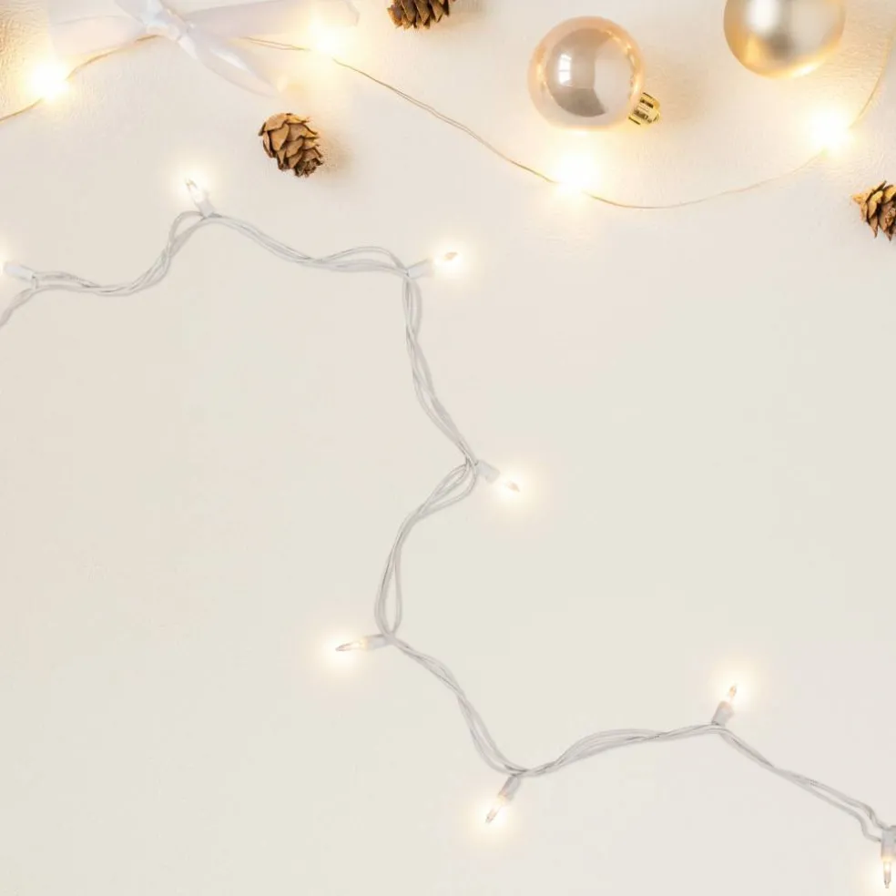 100ct. Mini Christmas String Lights with White Wire