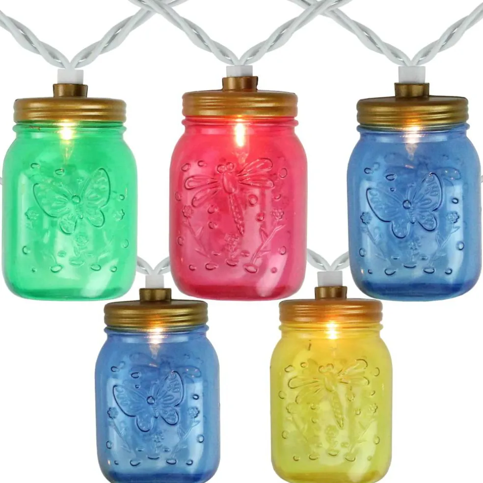 10ct. Multicolor Mini Mason Jar Patio String Lights