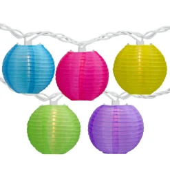 10ct. Multicolor Summer Paper Lantern Patio String Lights