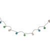 10ct. Natural Jute Wrapped Multicolor Ball String Lights with Green Wire