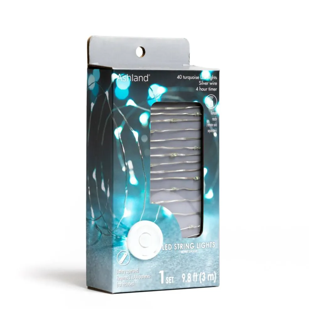 40ct. Turquoise Silver Wire LED String Lights by Ashland®