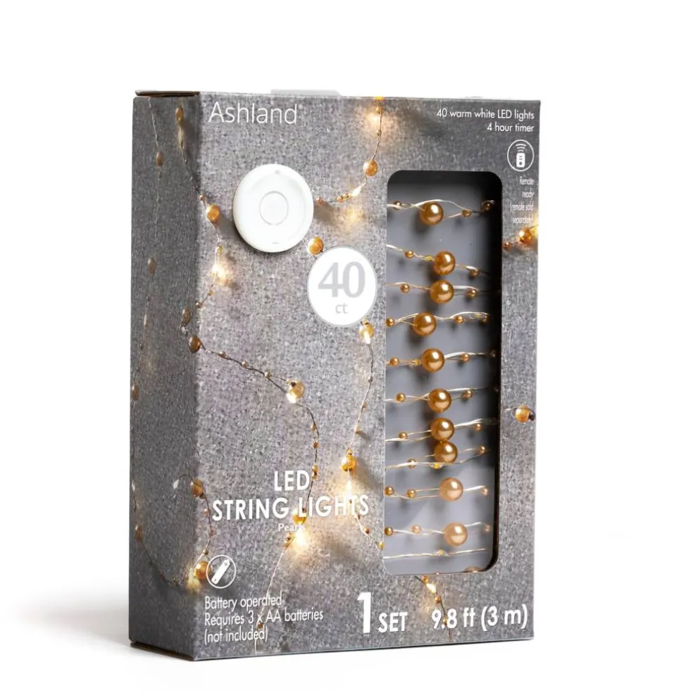 40ct. Warm White Gold Pearl LED String Lights by Ashland®