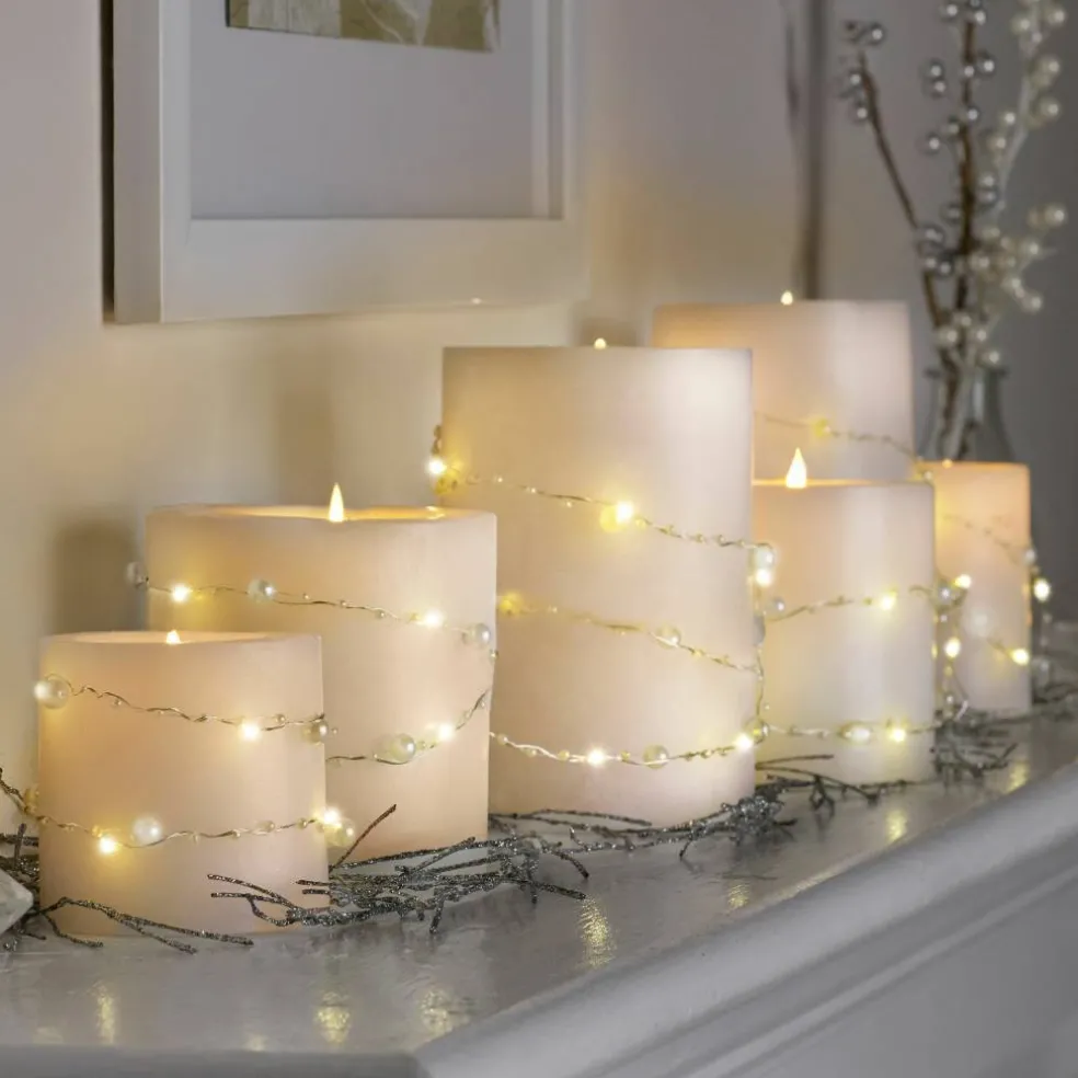 40ct. Warm White Gold Pearl LED String Lights by Ashland®