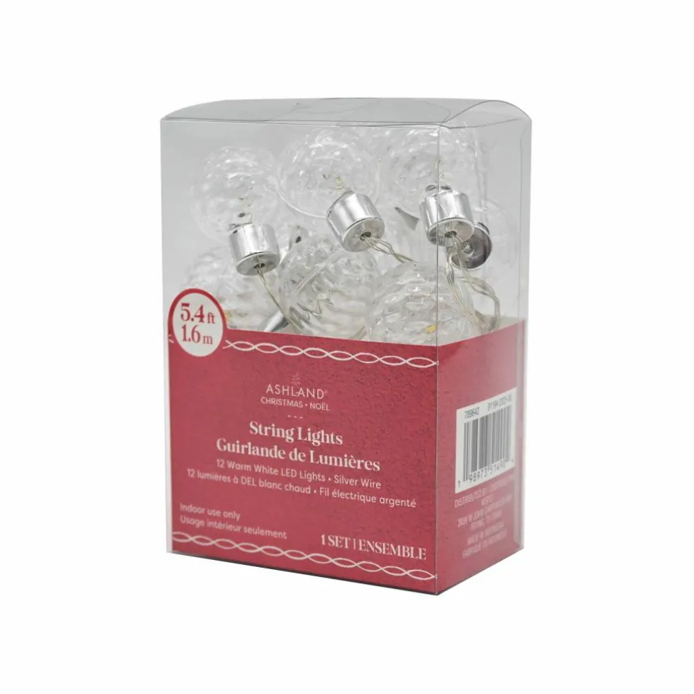 12ct. Warm White LED Clear G30 Ball String Lights on Silver Wire by Ashland®