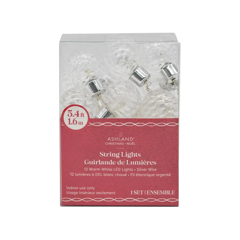 12ct. Warm White LED Clear G30 Ball String Lights on Silver Wire by Ashland®