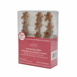 18ct. Warm White LED Gingerbread Cookie String Lights on Silver Wire by Ashland®